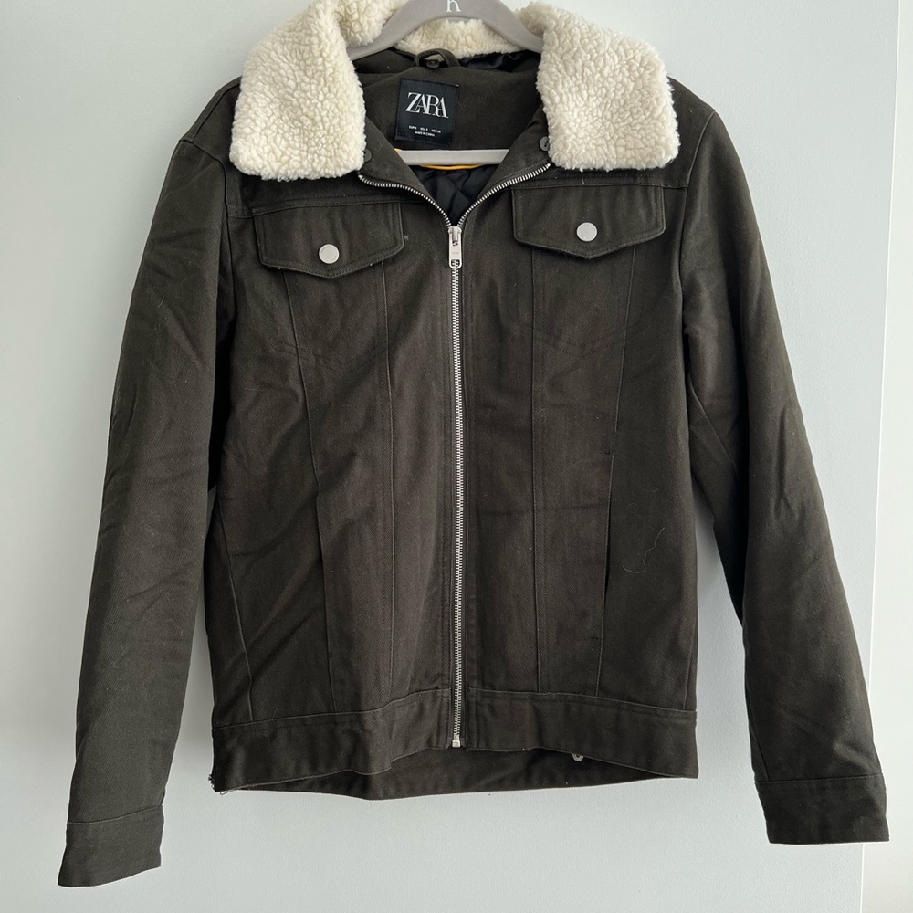 Men’s Green Sherling collar Zara Jacket